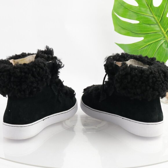 Vionic Womens Oak Boots Size 9 Black Suede Sherpa Lace Up Booties Sneaker Shoes - Picture 6 of 12